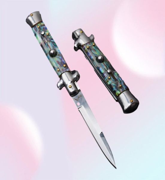 El padrino ACK de 9 pulgadas Stiletto mafia horizontal cuchillo plegable cuchillos de bolsillo automático clásico EDC Herramientas2027766