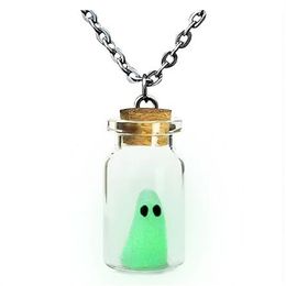 De Adopt A Ghost ketting, Glow-In-The-Dark Halloween ketting, Tiny Ghost in A Bottle hanger ketting, Halloween cadeau