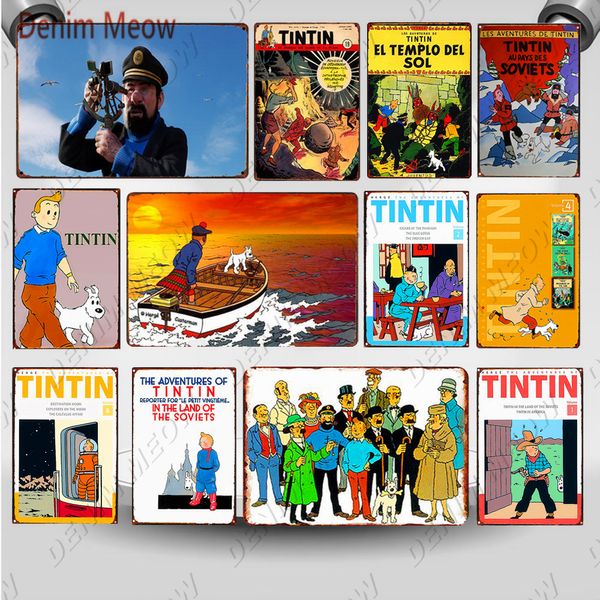 2021 Funny The Adventures of Cartoon Movie Tin Sign Plaque Metal Vintage Poster Wall Art Peinture Autocollants Comme Enfants Cadeau Home Wall Decor