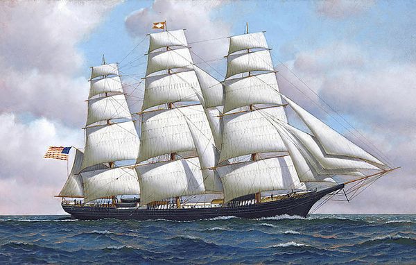 The American Clipper Ship Flying Cloud Huile Peinture à l'huile sur toile Accueil Décor Artacrafes / HD Imprimer Art Art Picture personnalisation est acceptable 21051217