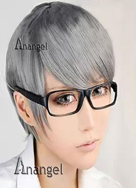 La animación Narukami Yu hombres Cosplay peluca corta gris gris pelucas completas 8064950