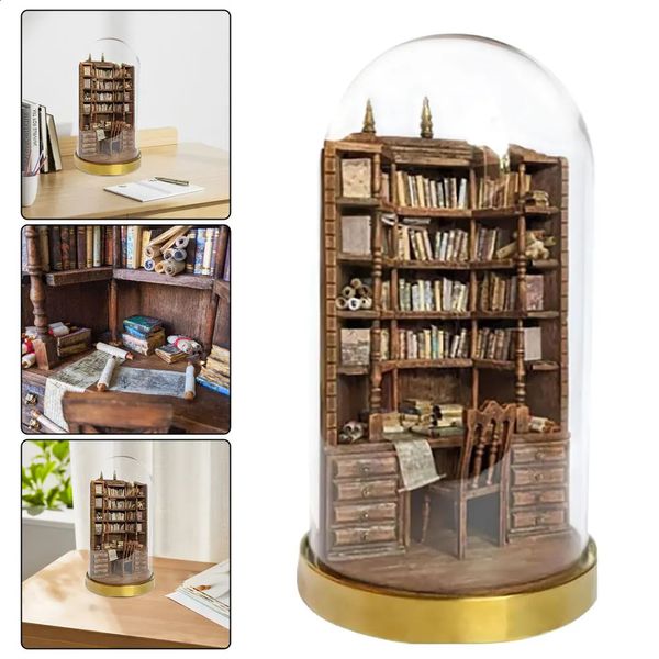 La bibliothèque de la baie bibliothèque gothique miniature ornement bibliothèques faites à la main coin créatif faux livres décoration cadeaux 240308