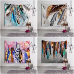 The Beautiful Feather Tapestry Woonkamer Bed Kamer Afdrukken Home Deco Muur Opknoping Wall Art Picknick Mat Multi Print 210609