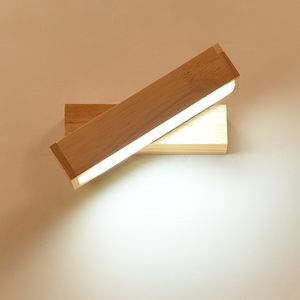 Lámpara de pared de cabecera de dormitorio de madera maciza, luz giratoria nórdica para sala de estar, estudio, personalidad creativa, pasillo, luz de baño