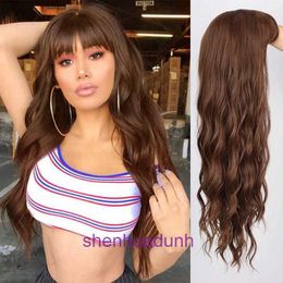The Beginners Guide to Acheter les meilleures perruques en ligne en 2024 Wigs de vente à chaud pour les femmes Qi Liu Seawater Ripple Brown Long Curly Hair Rose Net