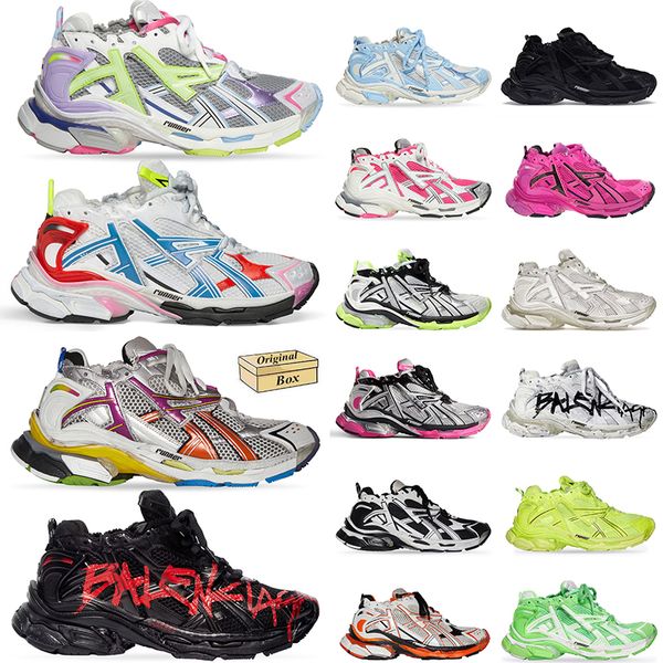 Les meilleures paires de haute qualité Track Runners Sneakers 7.0 Designer Casual Chaussures Plate-forme Marque Graffiti Blanc Noir Déconstruction Transmettre les pistes Runner 7 Tess s.Gomma