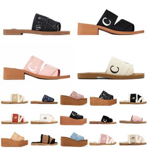 Die besten, hochwertigsten Designer-Fell-Sandalen für Damen, rosa Chlos-Hausschuhe, Woody-Flachmules, Plattform, bestickte Leinen-High-Heel-Sandale, Espadrille-Keilschuhe