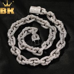 THE BLING KING – collier à maillons verrouillés de 14mm, chaîne entièrement pavée en zircone cubique, bijoux hip hop de luxe, cadeau pour goutte, 240131