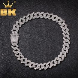 The Bling King 20mm Prong Cubain Link Chaînes Collier Mode HiPhop bijoux 3 rangs S Colliers glacés pour hommes 220217