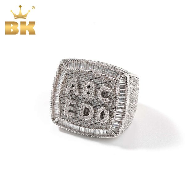 THE BLING KING – bague personnalisée avec 1 à 9 lettres, zircone cubique glacée, nom personnalisé, bagues de fête, bijoux hip hop pour hommes et femmes