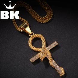 Les colliers Bling King Custom Serpentine Anka Hip Hop Full Iced Out Cumbic Zirconia Gold Sliver CZ Stone 240407
