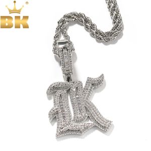 DE BLING KONING Gothic Oud Engels Beginletter A-Z Hanger Iced Out Zirconia Charm Choker Ketting Hiphop Sieraden 240115