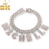 The Bling King Hiphop DIY d￩claration 12 mm S-Link Miami Collier Collier Baguette Letter Pendre Jewelry enti￨rement propre Y20307F