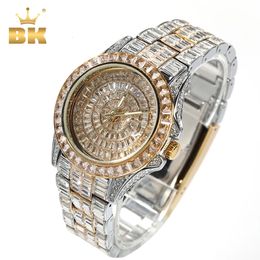 THE BLING KING Reloj para hombre y mujer Reloj de cuarzo con diamantes de imitación de lujo de alta calidad Relojes de pulsera impermeables para negocios automáticos 240115