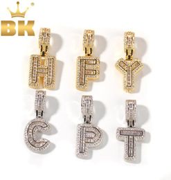The Bling King Single Small Baguette Letter Pendant Collier English Lettres initiales Fashion Iced Out Cumbic Zirconia Jewelry4884631