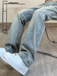 De populaire retro -slijtage van het merk gewassen knappe jeans heren nieuwe trend High Street Loosejeans Jeans