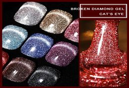 El gel de uñas Cat039S Gel Glitter Glitter Geglue Bright Bungee Powder Nail039S Broken Diamond Nails UV Policio para disco Part5639285