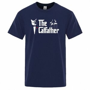 The Catfather Cat Impression T-shirts pour hommes Chemises à col rond Vêtements de marque Casual T-shirt surdimensionné Homme à manches courtes Fi T-shirt V9XD #
