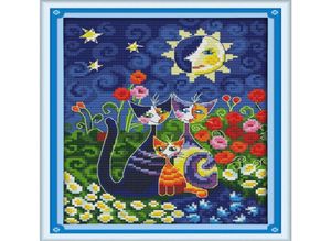 Les chats sous le soleil1 motif imprimé sur toile DMC 11CT 14CT kit de point de croix chinois ensemble de couture broderie 156z7347715