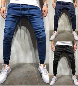 De goedkoopste jeans werkbroek skinny jeans slank fit gescheurd groot en lang stretch blauw voor mannen verontruste elastische wais x06216513787