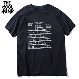 THE COOLMIND 100% algodón cool dino game print hombres camiseta casual verano camiseta suelta o-cuello masculino tops camisetas 210706