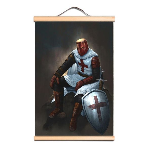 Les Croisades Armure Guerrier Toile Art Print Affiche Vintage Chevaliers Maçonniques Templiers Défilement Peinture Murale Décor Dessin CD20