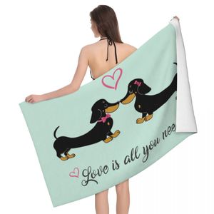 La serviette de plage teckel séchage rapide blaireau saucisse Wiener chiens lin doux microfibre bain Sauna serviettes