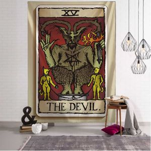 The Devil Tarot Card Indian Mandala Hippie Macrame Tapestry Muur Opknoping Boho Decor Psychedelic Hekscraft Tapestry 210609