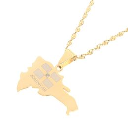 Collana con ciondolo mappa Repubblica Dominicana per donna Gioielli color oro267i