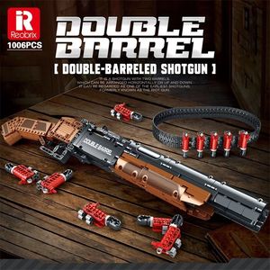 De Shotgun-bouwstenen met dubbele vat Militaire serie PUBG MOC WAPON MODEL Onderwijs Kids Kids Gun Kinderen Schieten Speelgoed Kerstcadeaus