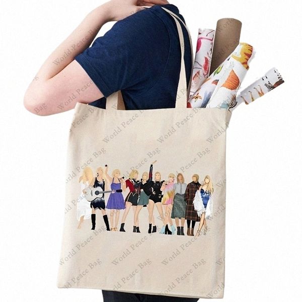 The Ears Tour Tour Casual Canvas Bag Taylor Merch Shop Bag, Simple Girls Print Shoulder Bag, Christmas Birthday Gift D4BZ#