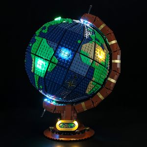 Blocs de construction Globe terrestre avec lumière, briques MOC 95335, 2585 pièces, modèle de terre pour enfants, idées à assembler, jouets éducatifs créatifs de noël, cadeaux d'anniversaire, 21332