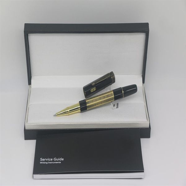 Caneta Roller Pen estilo vintage com 6 cores em ouro e prata vintage com número de série material escolar para escritório presente perfeito 276z