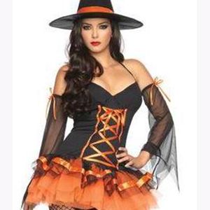 De Europese en Amerikaanse stijl van volwassen dame Halloween magic heks kostuum cosplay pompoen prinses partij kostuum