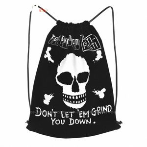 L'exploité Anti Pasti Skull Crossbes Punk Rock Sac à dos à cordon Sac de sport chaud J8Fa #