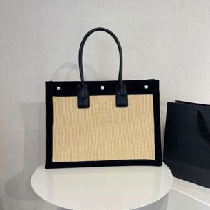 De fabriekshandeltaswinkel verkocht door YL Nieuwe handheld High Capaciteit Tote Bag Letter Canvas Contrast Woven Winkels veelzijdig