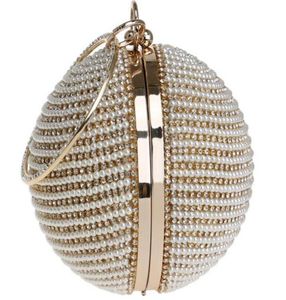 The Fashion 3 Colors European and American Round Diners Bag Ladies Goldplated Silver Pearl Handbag6671678