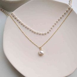 The Fashion Contracted Joker Collarbone Chain Double Pearl Necklace Women