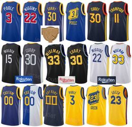 La finale sérigraphie Basketball Draymond Green Jersey 23 James Wiseman 33 Jonathan Kuminga 00 Andre Iguodala 9 Kevon Looney 5 Moses Moody 4 Bleu marine Jaune Noir