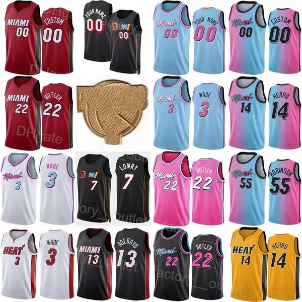 The Finals Screen Print Hombres Niños Mujeres Baloncesto Kyle Lowry Jersey 7 Jimmy Butler 22 Dwyane Wade 3 Tyler Herro 14 Bam Adebayo 13 Duncan Robinson 55 Negro Rojo Blanco