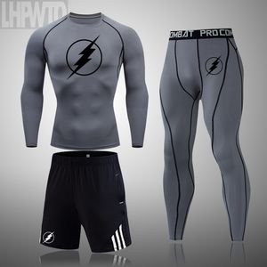 The Flash Winter Thermal Men Sets Quick Dry Tight Sous-vêtements Fitness Leggings Manches longues Compression Vêtements de haute qualité Costumes LJ201125