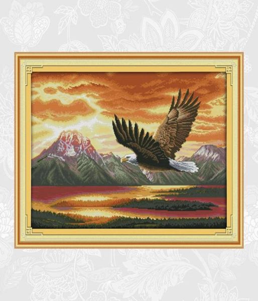 L'aigle volant peintures Aida broderie compté imprimé sur toile 11CT 14CT kits de point de croix chinois artisanat décoration de la maison Ne6029021