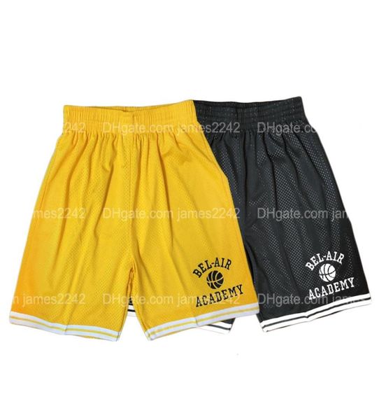 The Fresh Prince of Belair Basketball Shorts 14 Will Smith Academy Movie Versión Amarillo Black bordado Tamaño cosido S2XL7579988