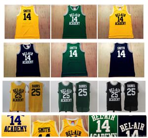 The Fresh Prince of Ed 14 Will Smith 25 Carlton Banks Bel-Air Academy College Movie Version Jersey Green Yellow Black