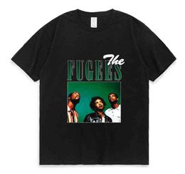 The Fugees Singer 90S Vintage Black Shirt Men Women College Pop Tshirt Street Hip Hop Graphic Imprimerie courte à manches courtes Top Tees Man3458667