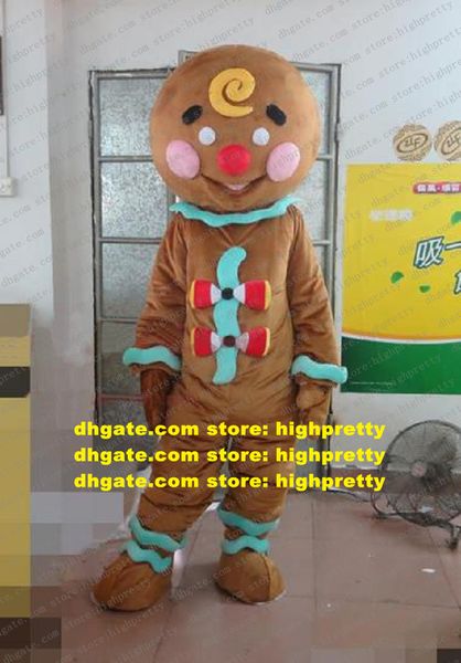 The Gingerbread Man Mascot Costume GINGERSNAP LEBKUCHEN GIBBERY Ginger Festival des personnages adultes Image Film ZZ5390