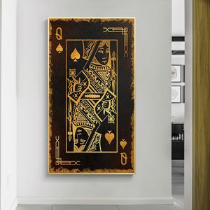 The Golden of Ace Card Poker Poster Queen en King Playing Cards Canvas Art Print Picture Wall Decoration Painting Home Decor