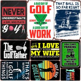 The Golf Father Metal Painting Golfs Dad Tin Signs Bar Pub Club Home Decor Vintage Poster Golfbaan Wall Sticker 20cmx30cm Woo