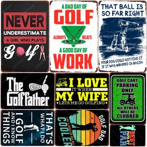 Le Golf Père Métal Peinture Golfs DAD Tin Signs Bar Pub Club Home Decor Vintage Affiche Golf Course Wall Sticker 20cmx30cm Woo