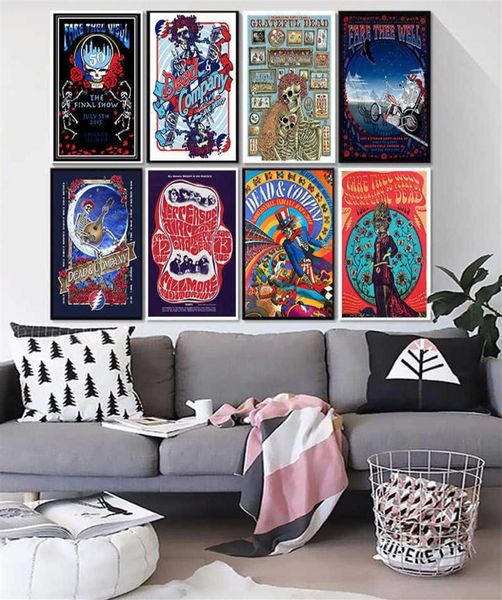 The Grateful Dead Posters Rock Music Posters Pinturas de lona impresa Arte de pared nórdico Decoración del hogar Q0723264V2233959